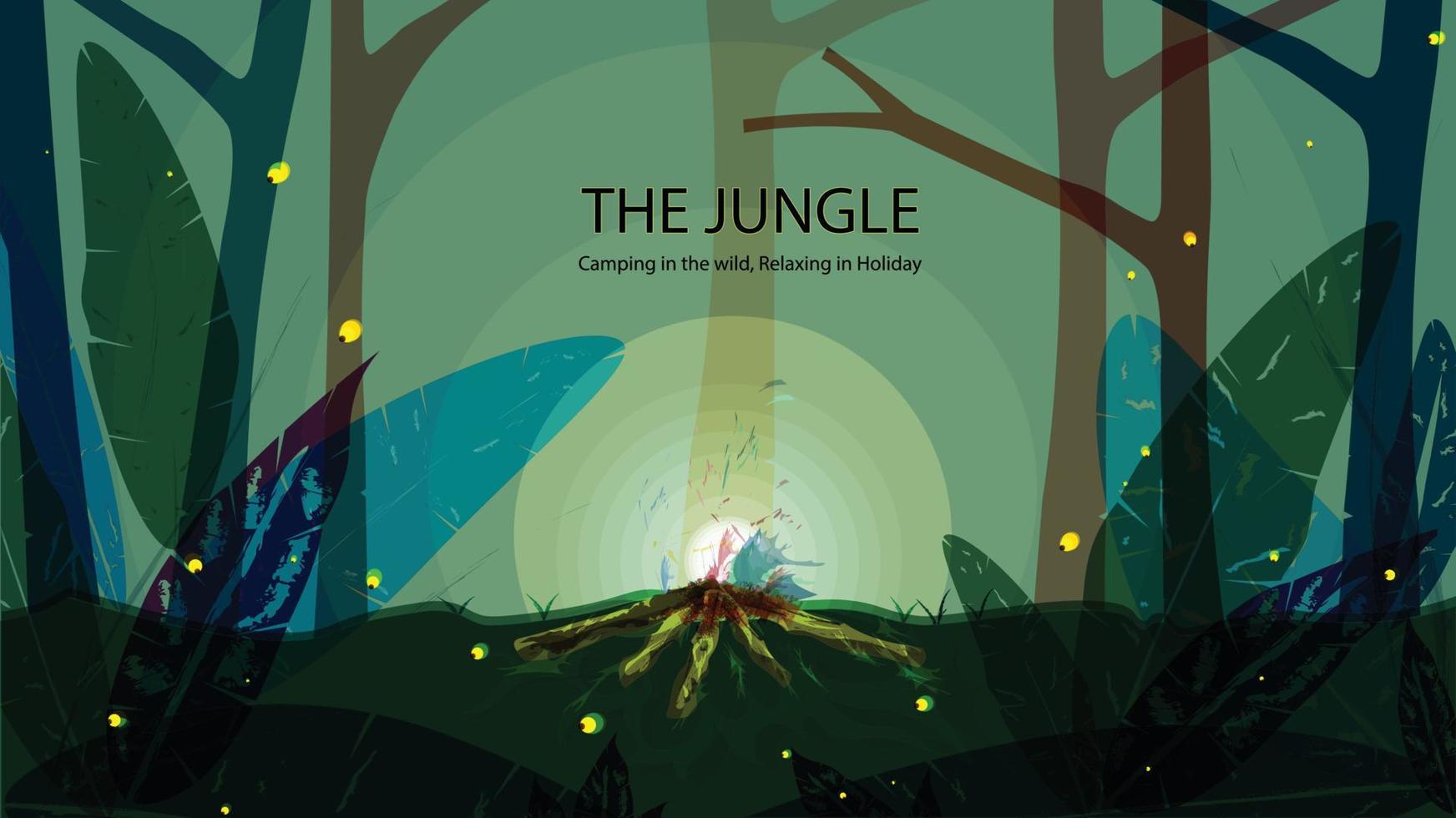 la jungle - camping en vacances - détente dans la nature vecteur