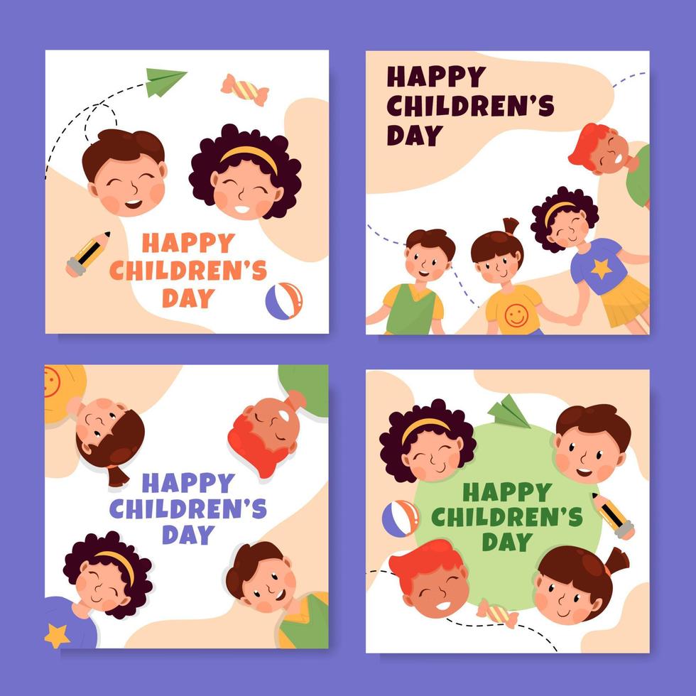 collection de publications instagram colorées pour la journée des enfants vecteur