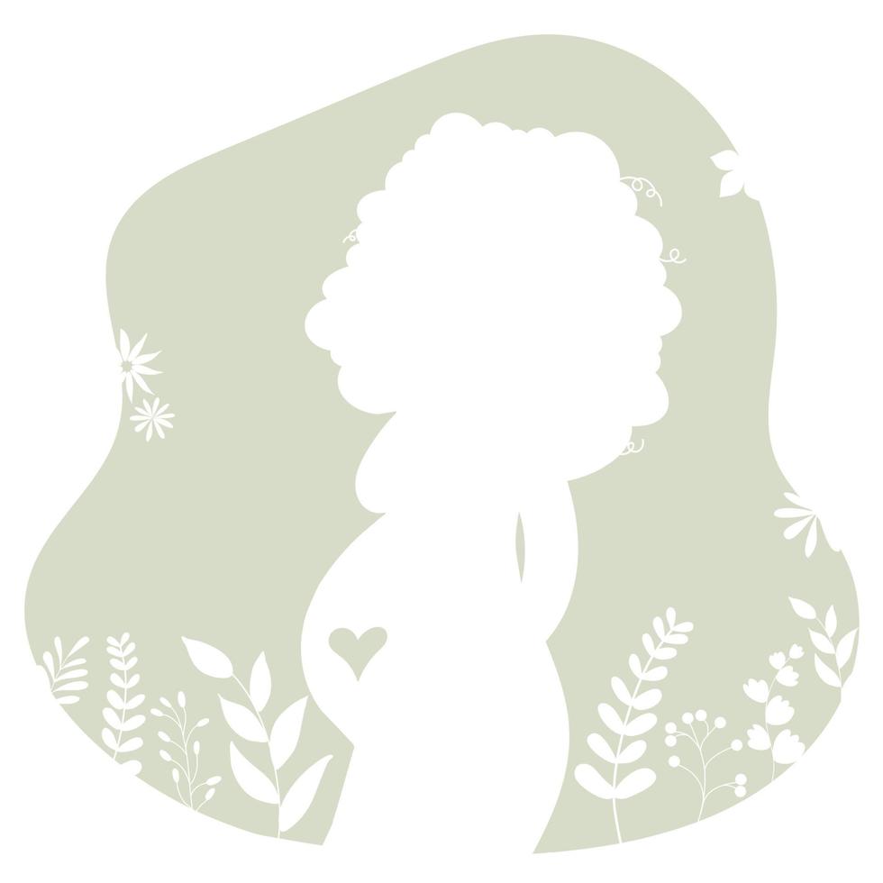 silhouette de corps de femme enceinte avec vecteur de fleurs