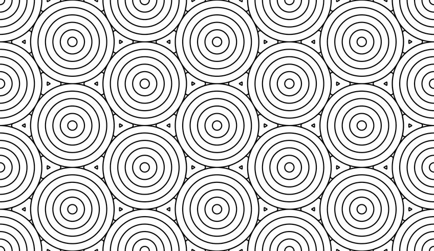Monochrome doodle art déco abstrait sans soudure avec la ligne de trait de cercles. vecteur
