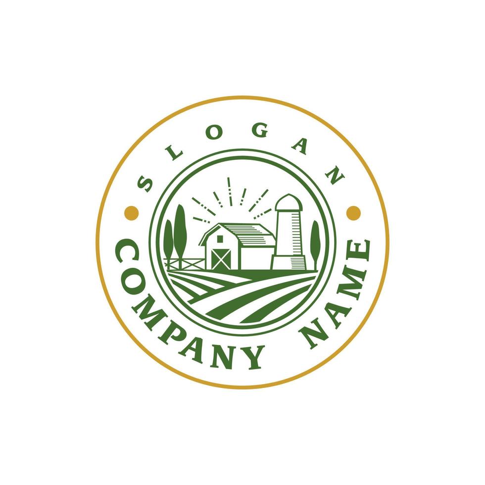 logo de ferme, vecteur de logo de paysage