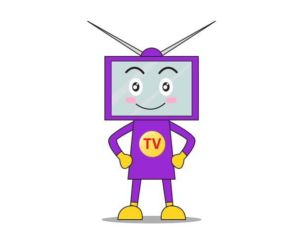 Mascotte de moniteur TV personnage de dessin animé heureux sur fond blanc - illustration vectorielle vecteur