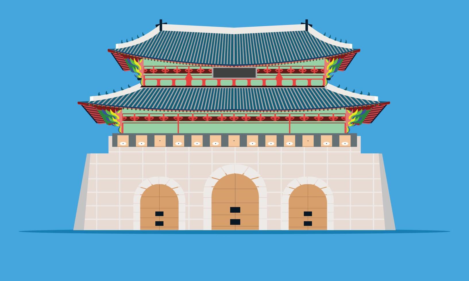 Gwanghwamun gate palais gyeongbokgung à séoul corée du sud illustration vecteur eps10