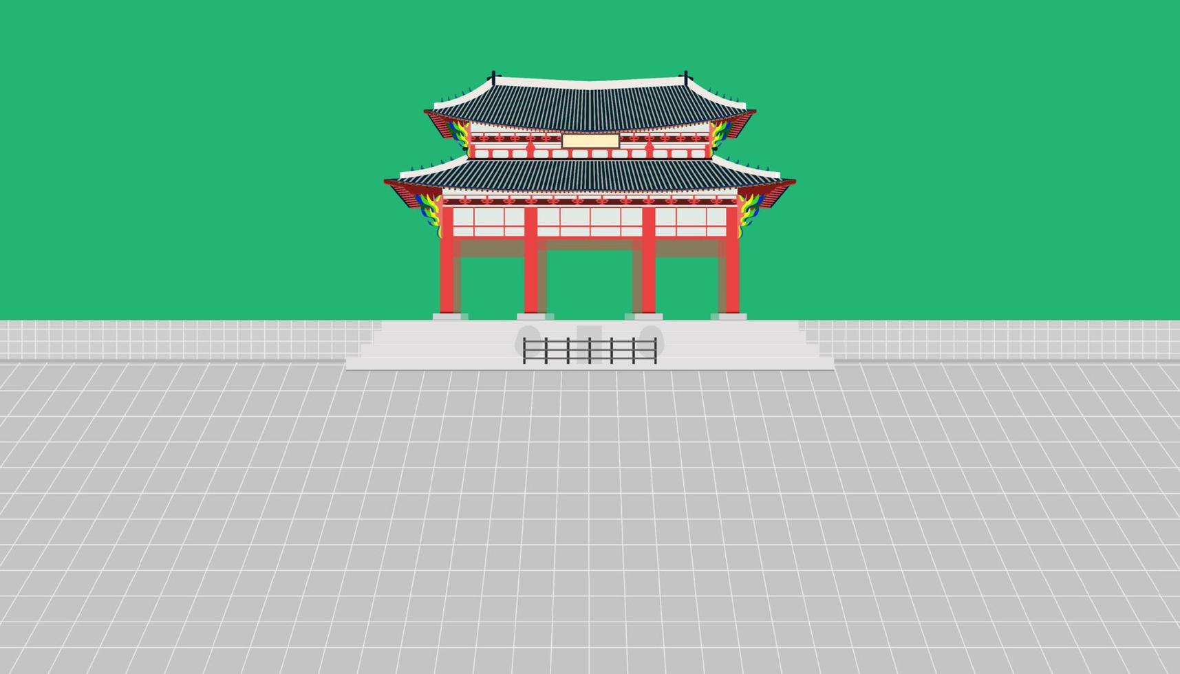 porte carrée gwanghwamun et long mur et grande cour au palais gyeongbokgung à séoul corée du sud illustration vectorielle eps10 vecteur