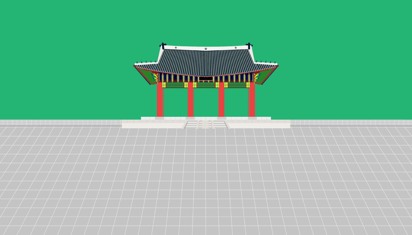 porte injeongmun long mur et grande cour au palais changeoekgung à séoul corée du sud illustration vecteur eps10