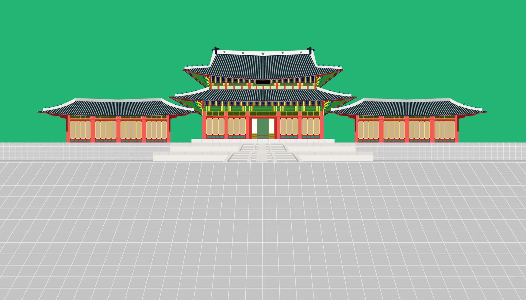 mini-bâtiment et long mur et grande cour au palais changeoekgung à séoul corée du sud illustration vecteur eps10