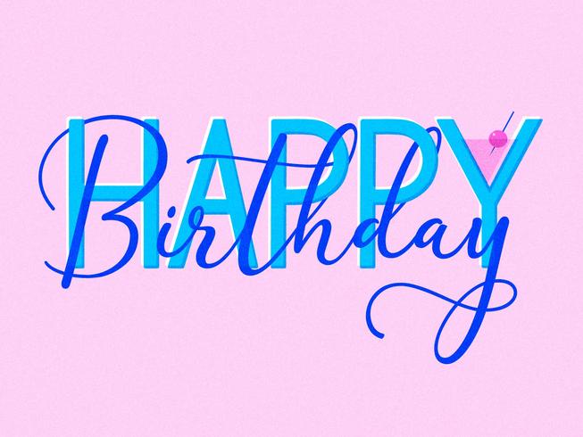 Typographie rétro joyeux anniversaire vecteur