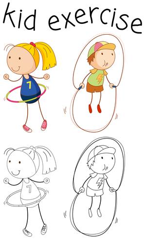 Exercice de personnage de fille Doodle vecteur