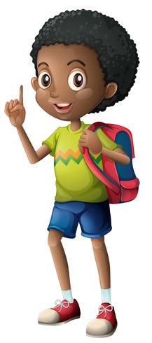 Un garçon africain avec sac à dos vecteur
