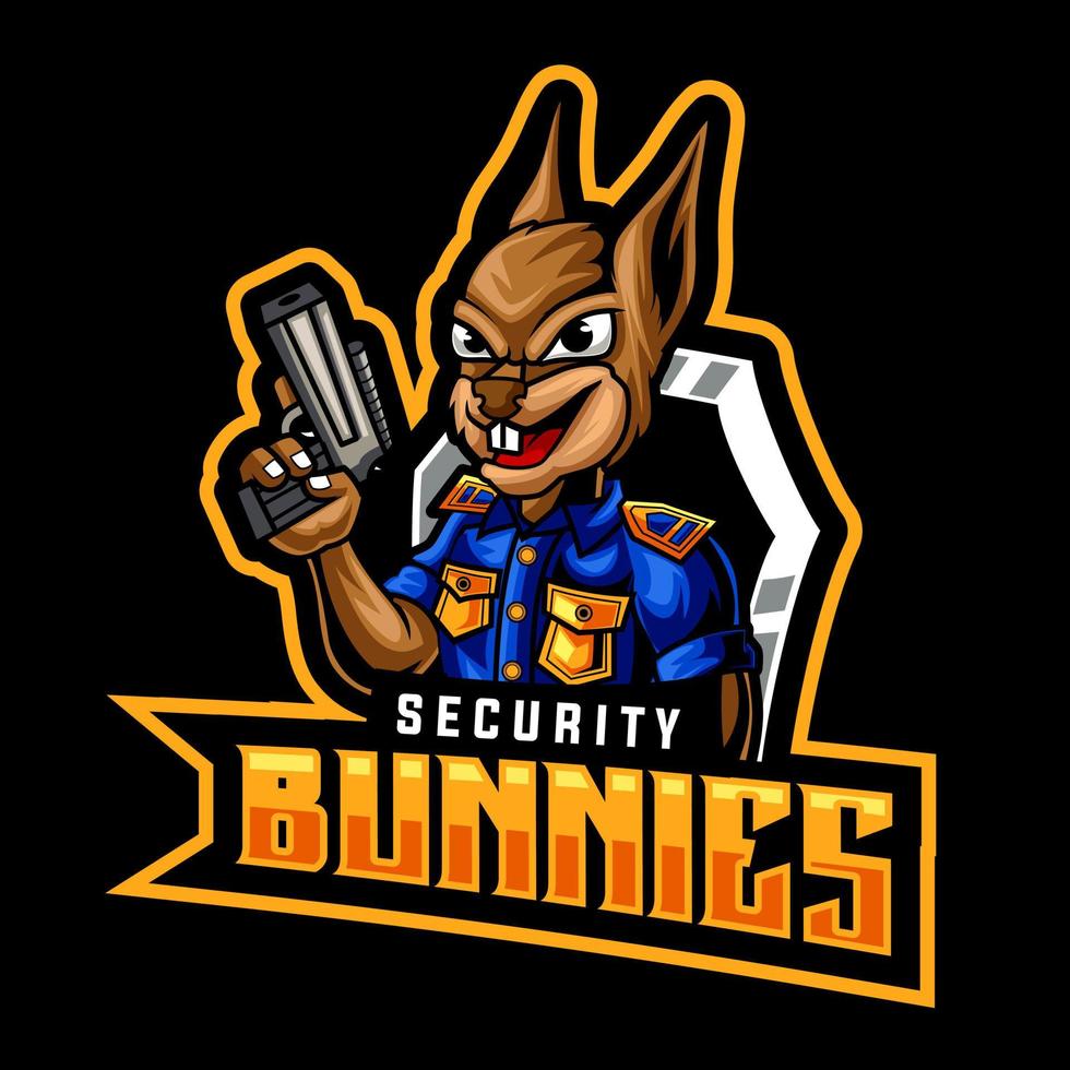 mascotte de chasseur de lapin pour l'illustration vectorielle du logo sports et esports vecteur