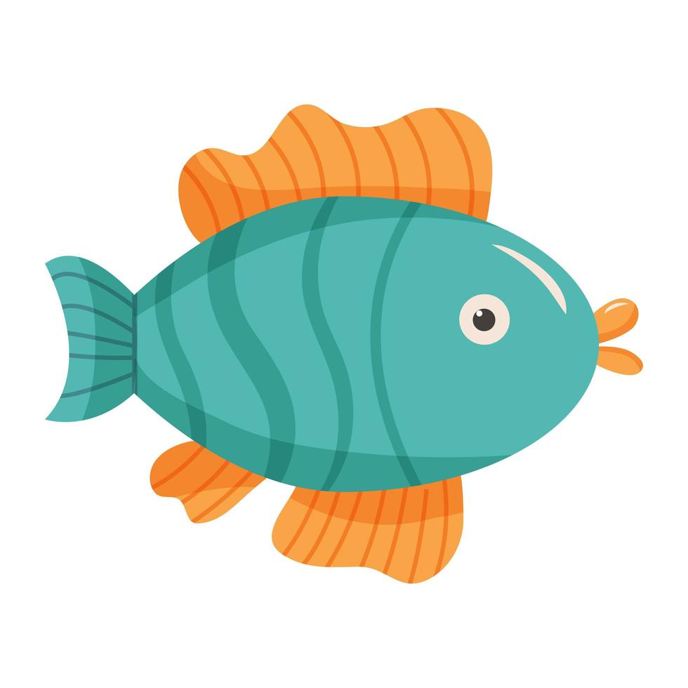 illustration vectorielle de poisson dans un style plat de dessin animé. habitants de la mer, vie océanique dans un style enfantin vecteur