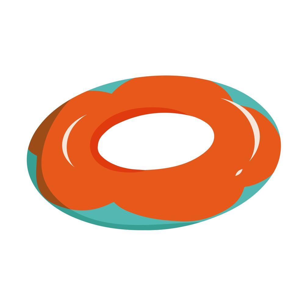 illustration vectorielle d'anneau de natation rétro dans un style plat de dessin animé. accessoire d'été pour nager dans la piscine et la mer dans les couleurs bleu et rouge, protection des enfants contre la noyade vecteur