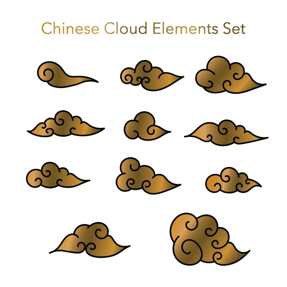 ensemble d'éléments de nuage chinois vecteur