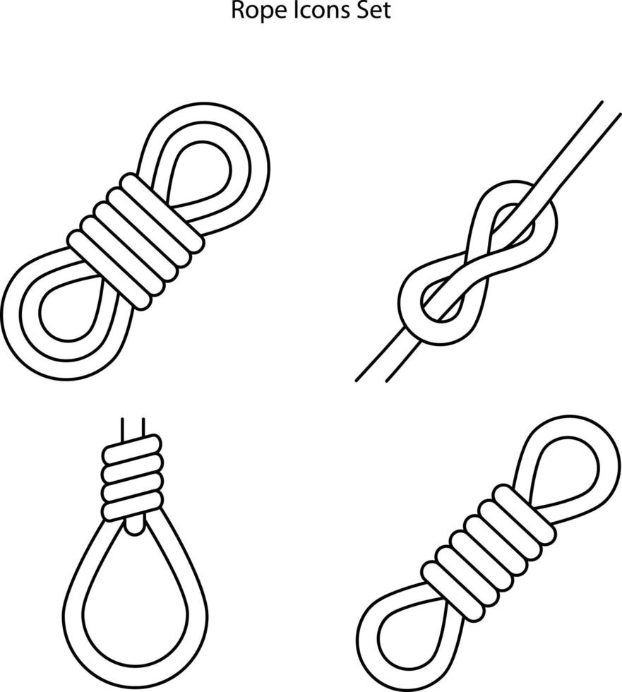 jeu d'icônes de corde isolé sur fond blanc. icône de corde symbole de corde linéaire de contour de ligne mince pour le logo, le web, l'application, l'interface utilisateur. signe simple d'icône de corde. vecteur