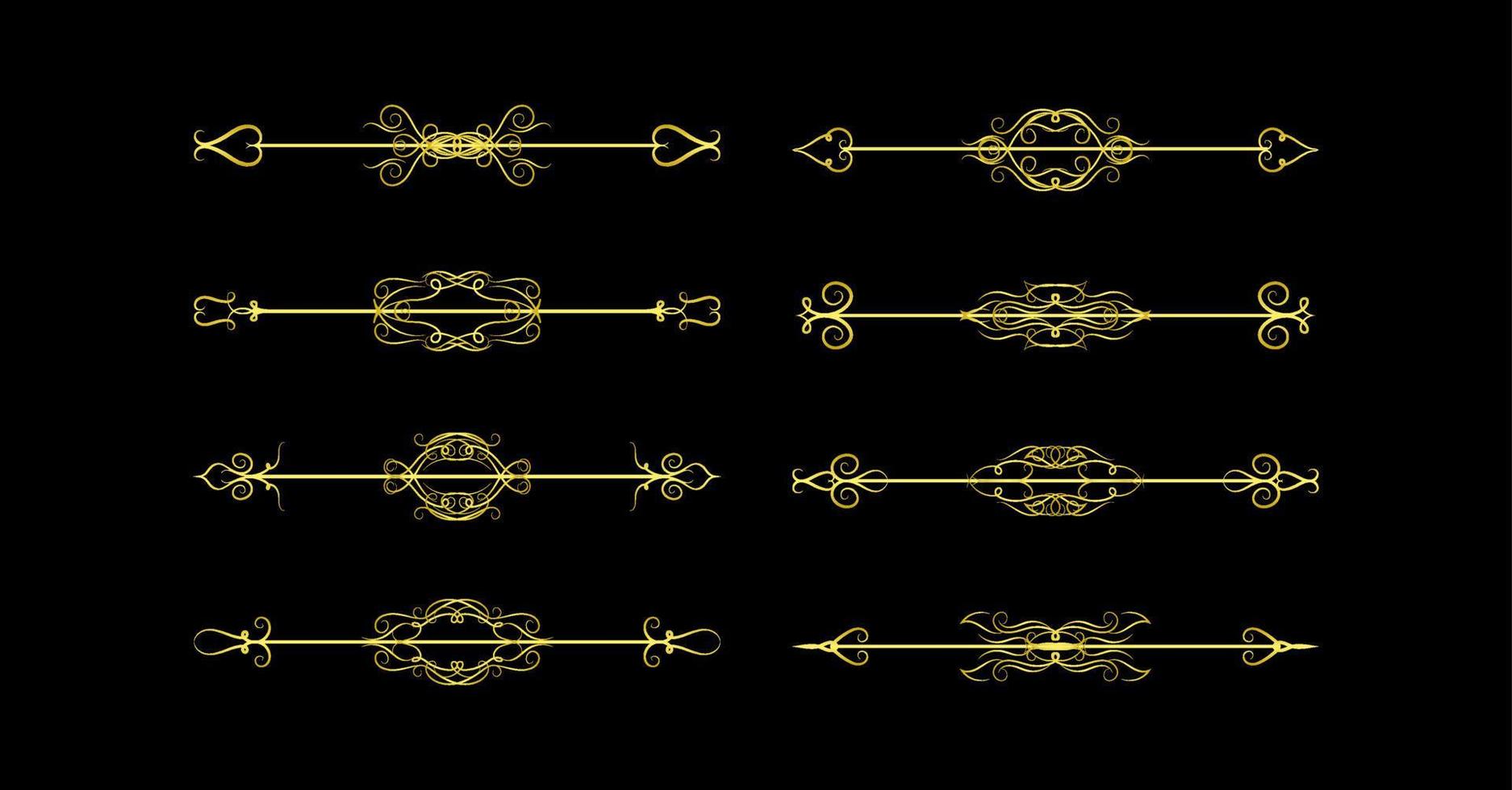 collection de jeu d'éléments de bordures d'or, vecteur d'ornement