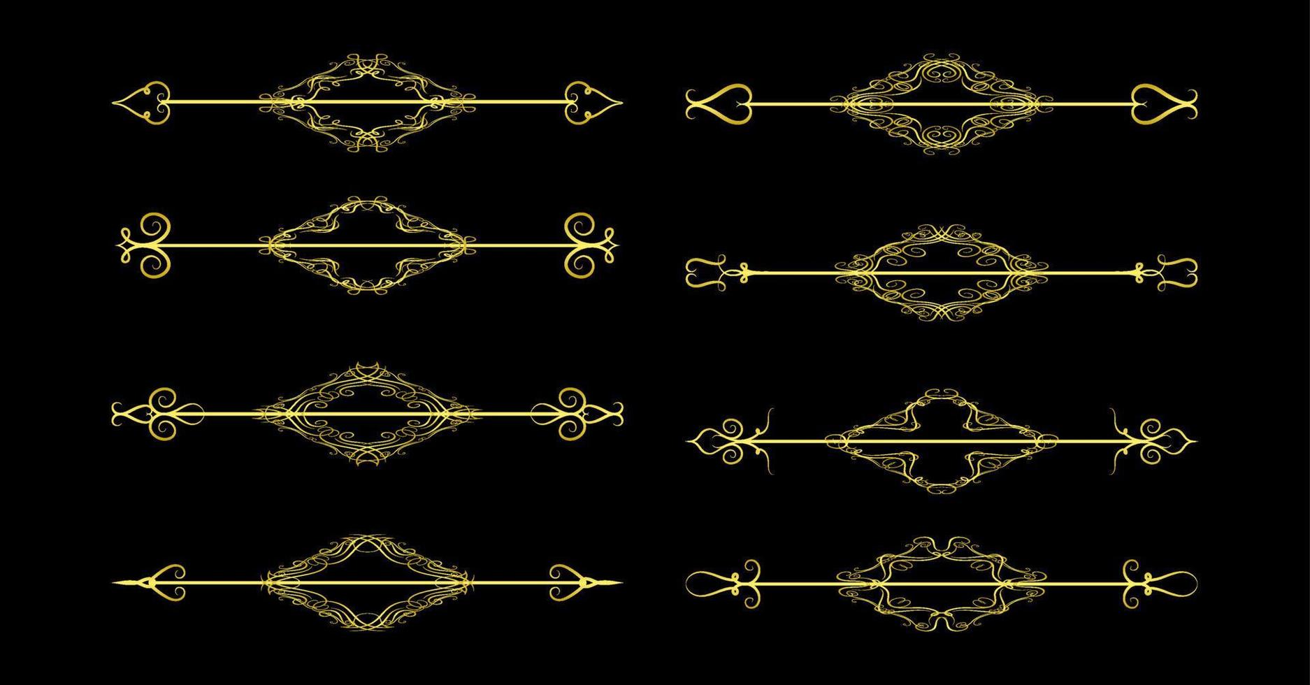 collection de jeu d'éléments de bordures d'or, vecteur d'ornement