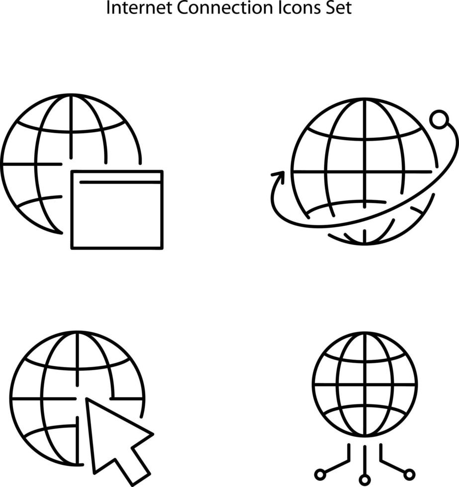 icônes internet isolés sur fond blanc. icône internet ligne mince contour symbole internet linéaire pour logo, web, application, interface utilisateur. signe simple d'icône internet. vecteur