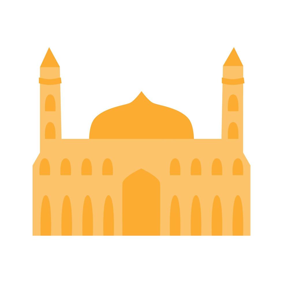 icône de la silhouette de la mosquée. isolé sur fond blanc. illustration plate. vecteur
