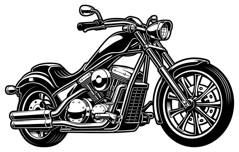 Vintage moto monochrome sur fond blanc vecteur