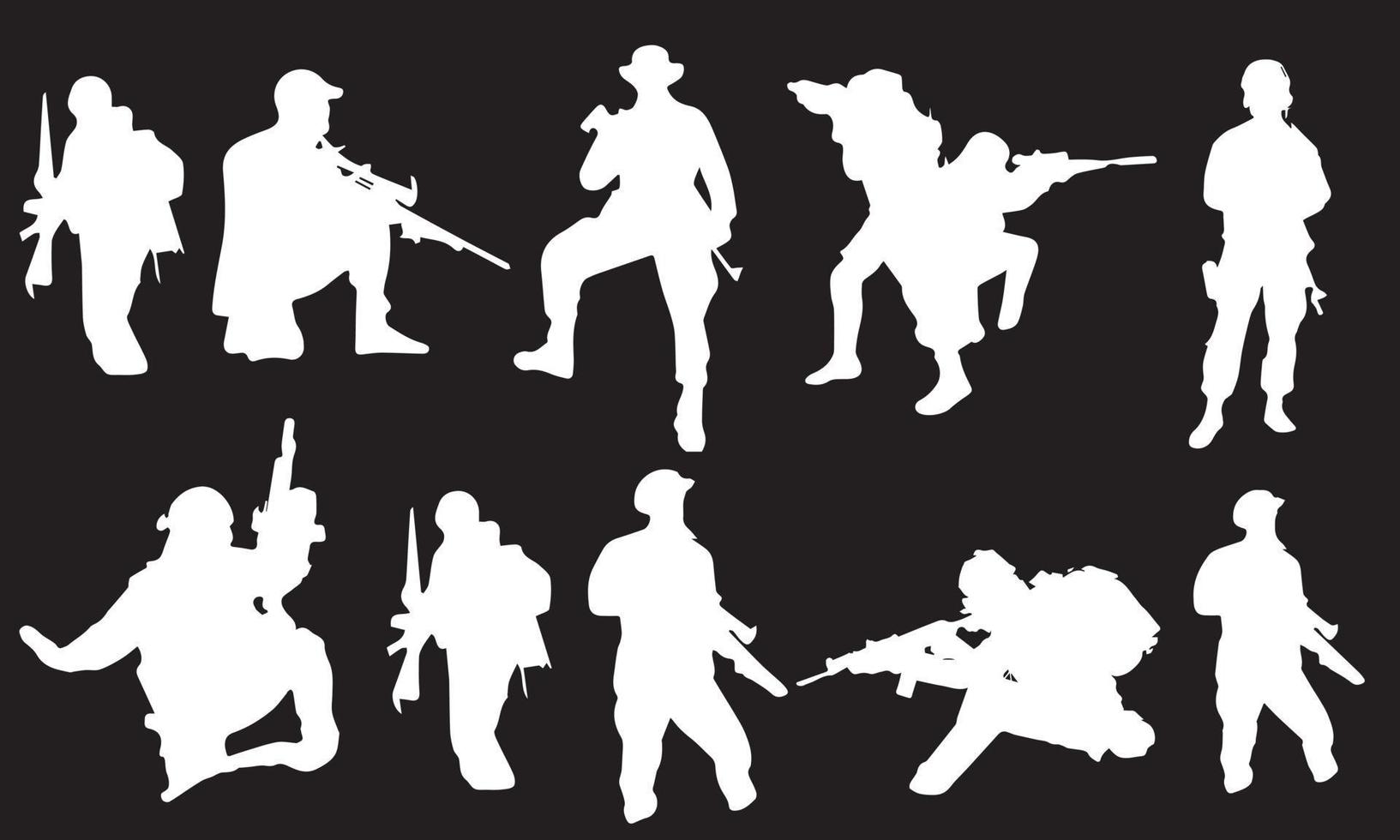 soldat de l'armée vector illustration design silhouette collection de fond noir et blanc