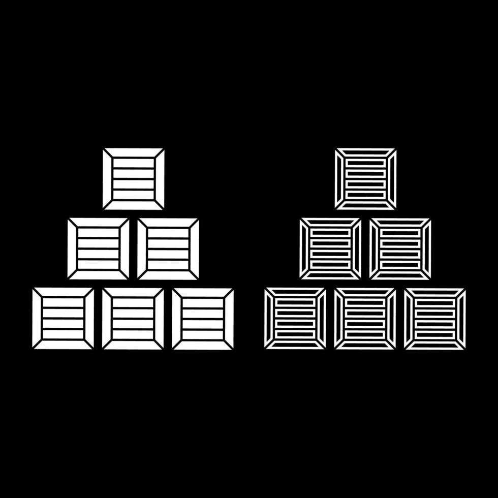 pyramide caisses boîtes en bois conteneurs icône contour ensemble illustration vectorielle de couleur blanche image de style plat vecteur