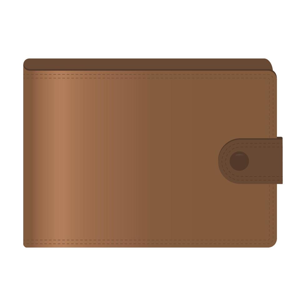 portefeuille marron pour homme avec fermeture à bouton. accessoire pour homme. illustration vectorielle vecteur