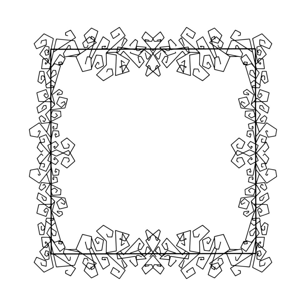 cadre de griffonnage. motifs floraux et géométriques.image noir et blanc.contour dessin à la main.image vectorielle vecteur