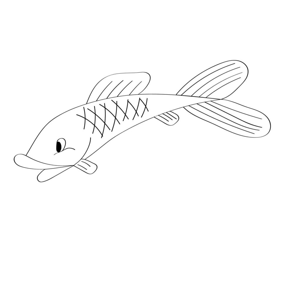 le poisson de la mer ou de la rivière. pages à colorier pour adultes ou enfants. image en noir et blanc. livre de coloriage doodle. illustration vectorielle vecteur