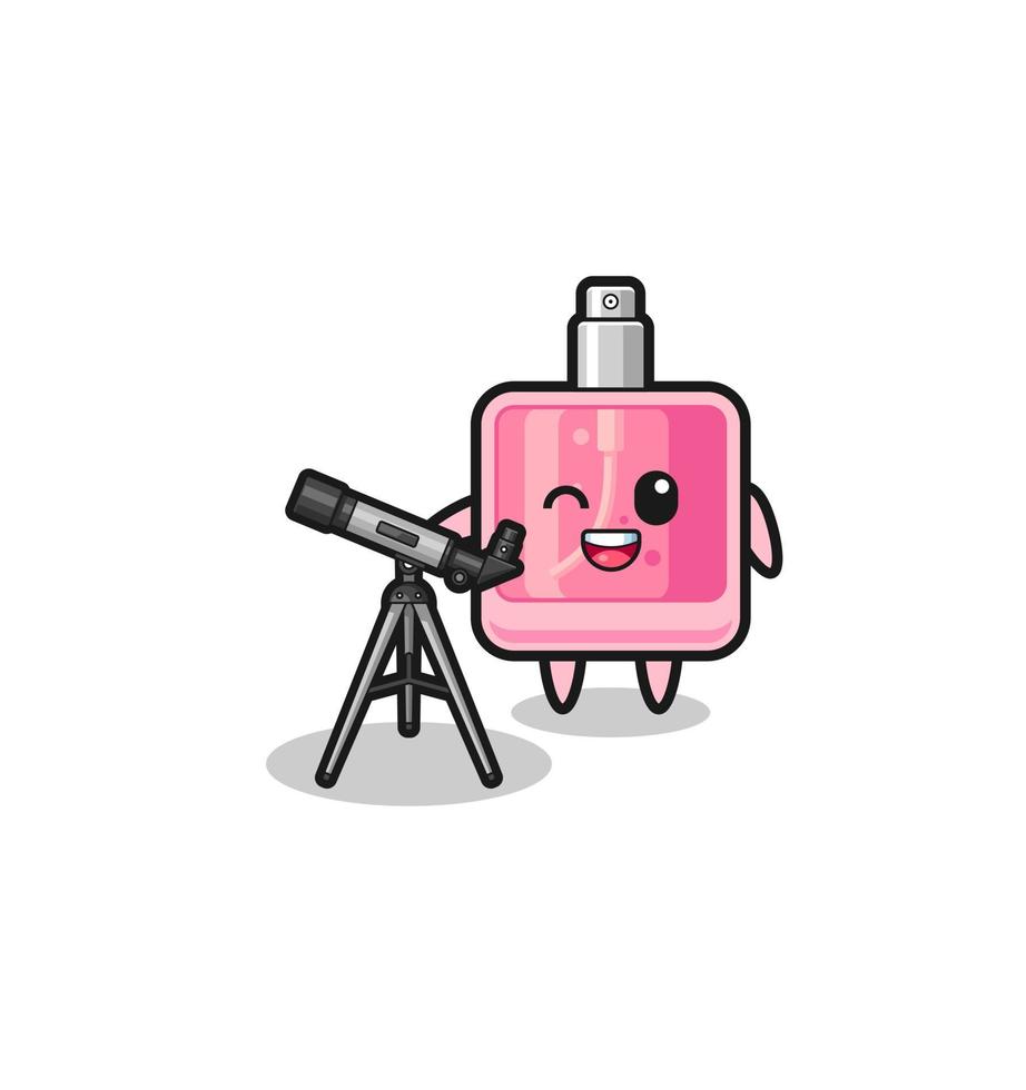 mascotte d'astronome de parfum avec un télescope moderne vecteur