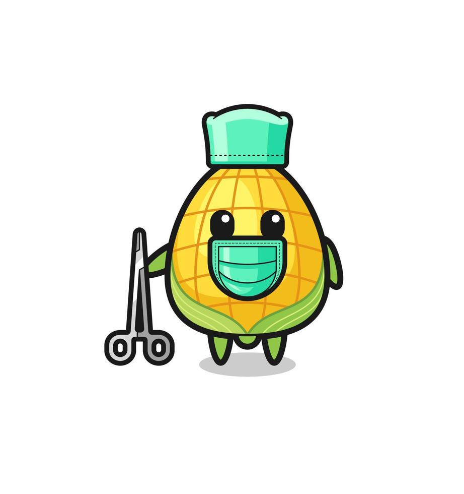personnage de mascotte de maïs chirurgien vecteur