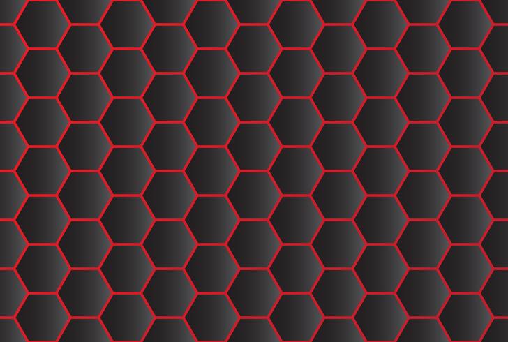 Modèle sans couture de fond abstrait hexagone noir avec une ligne rouge vecteur