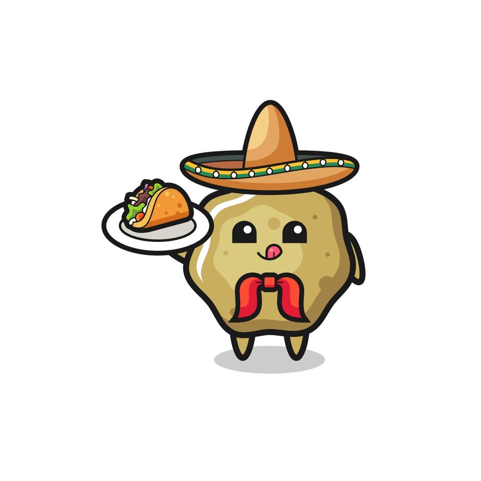 mascotte de chef mexicain tabourets lâches tenant un taco vecteur