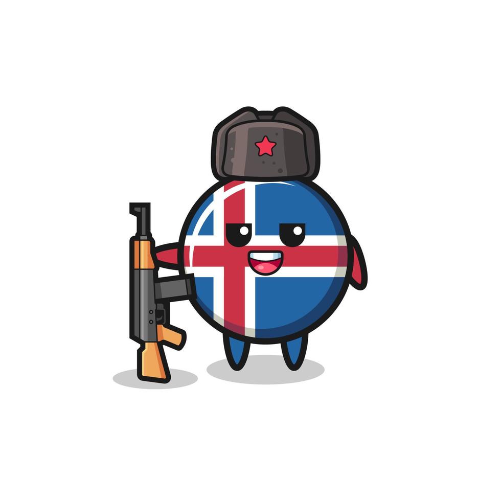 dessin animé mignon drapeau d'islande en tant qu'armée russe vecteur