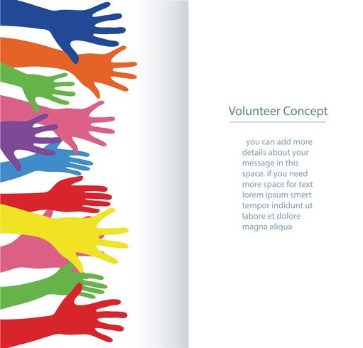 concept de bénévole, mains libres se lèvent illustration vectorielle de bannière fond vecteur