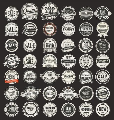 Collection de badges et étiquettes vintage rétro vecteur