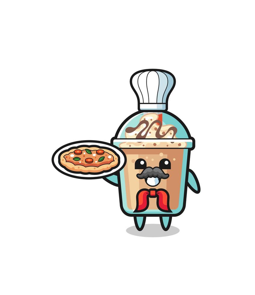 personnage de milkshake en tant que mascotte du chef italien vecteur