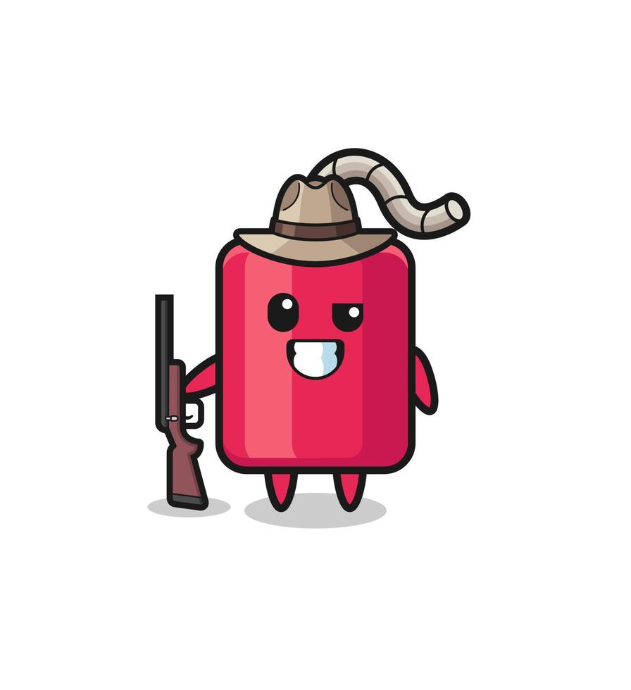 mascotte de chasseur de dynamite tenant un pistolet vecteur