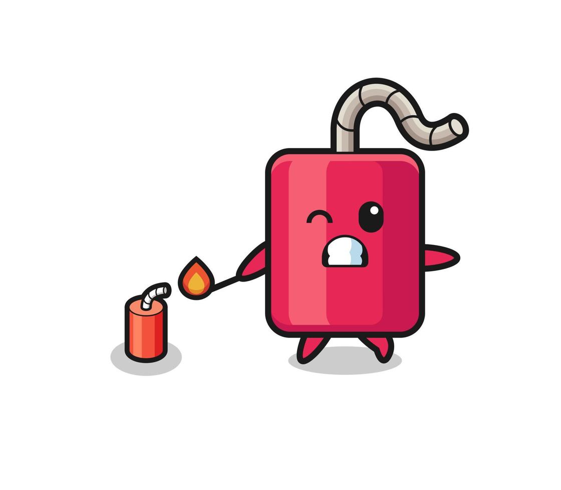 illustration de mascotte de dynamite jouant au pétard vecteur