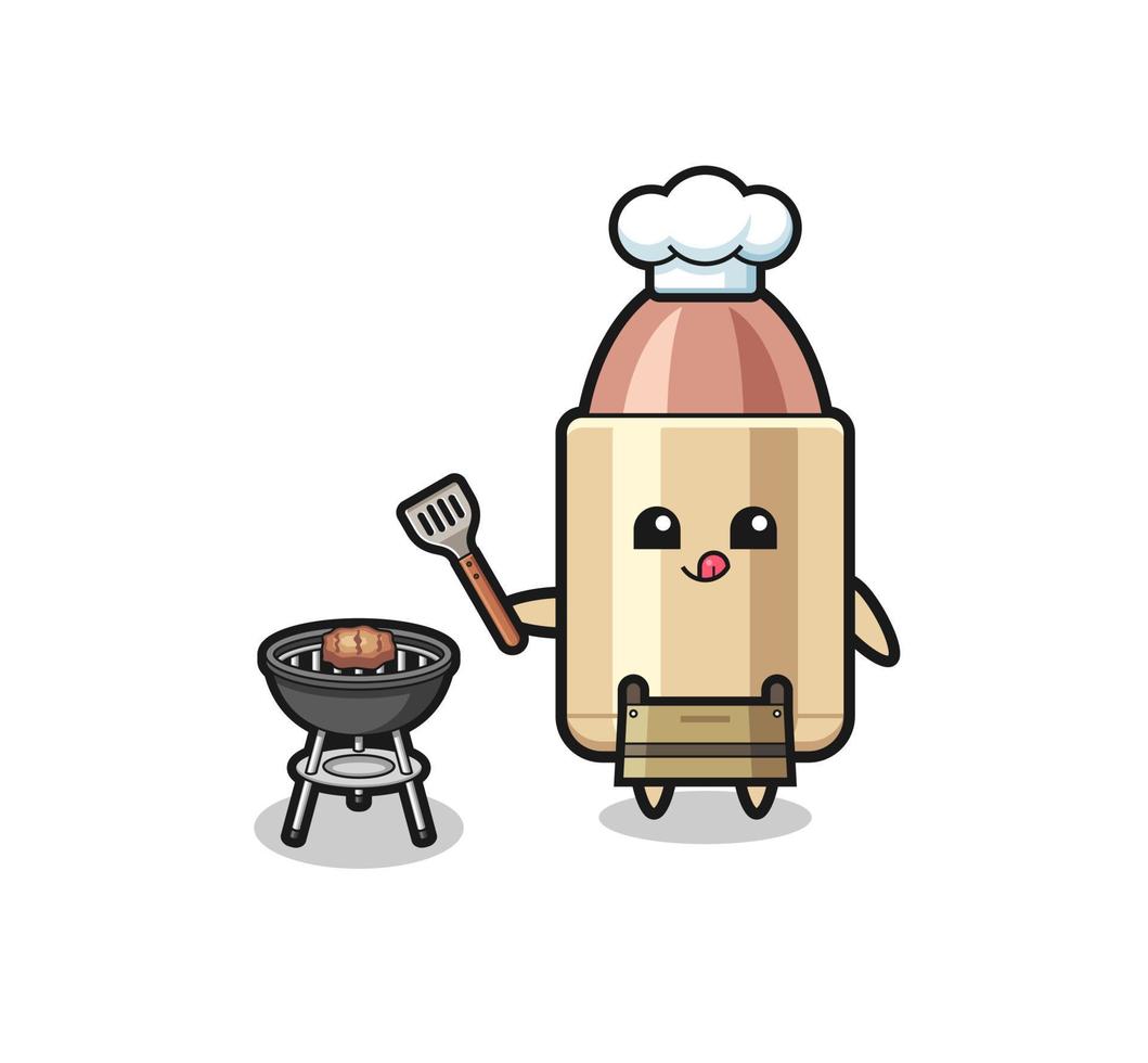 chef de barbecue bullet avec un grill vecteur