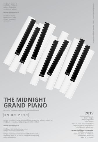 Musique piano à queue affiche fond modèle illustration vectorielle vecteur