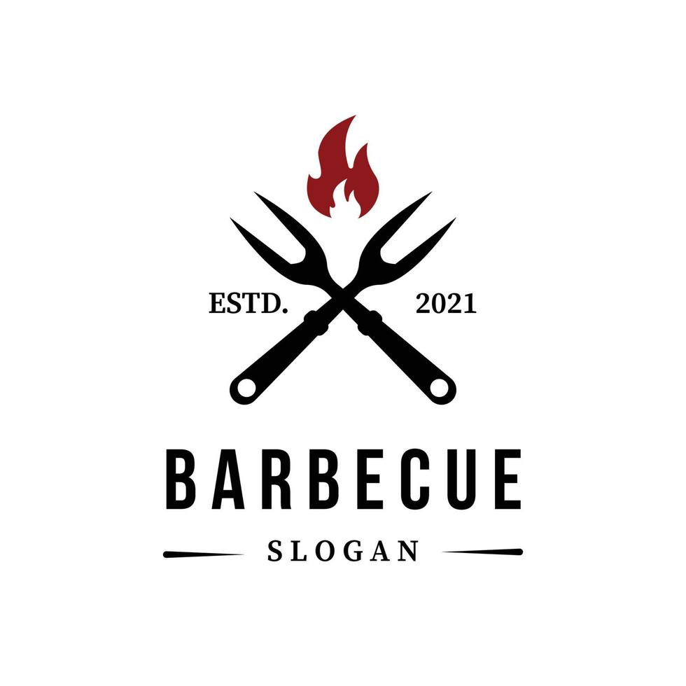 slogan barbecue logo design vectoriel classique minimaliste