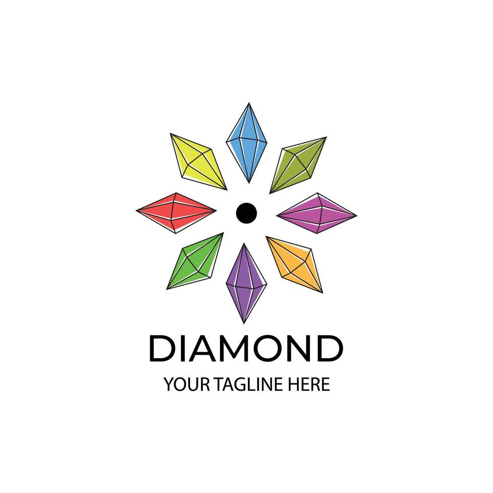 illustration minimaliste du logo vectoriel huit diamants