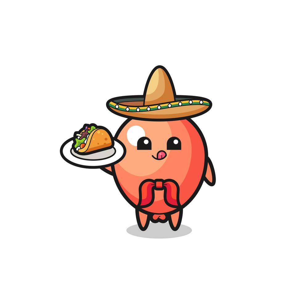 mascotte de chef mexicain en ballon tenant un taco vecteur