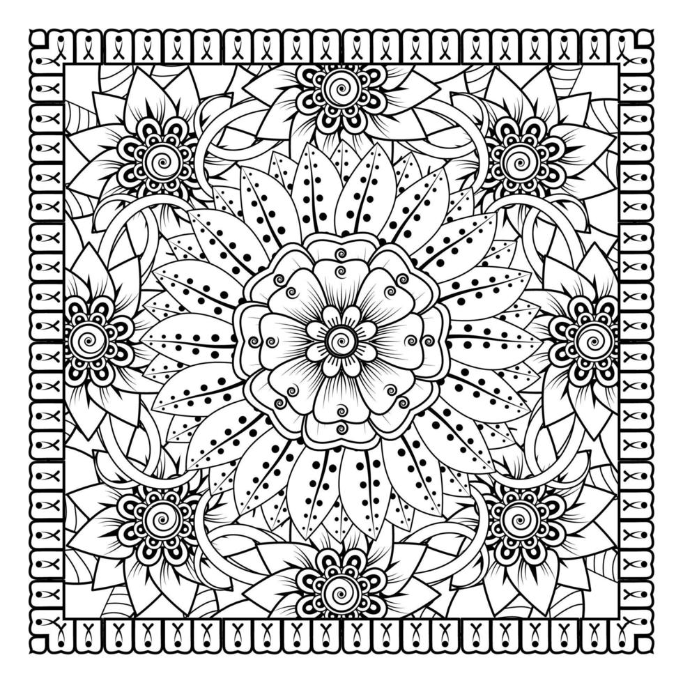 motif circulaire en forme de mandala pour henné, mehndi, tatouage, décoration. ornement décoratif dans un style oriental ethnique. page de livre de coloriage. vecteur