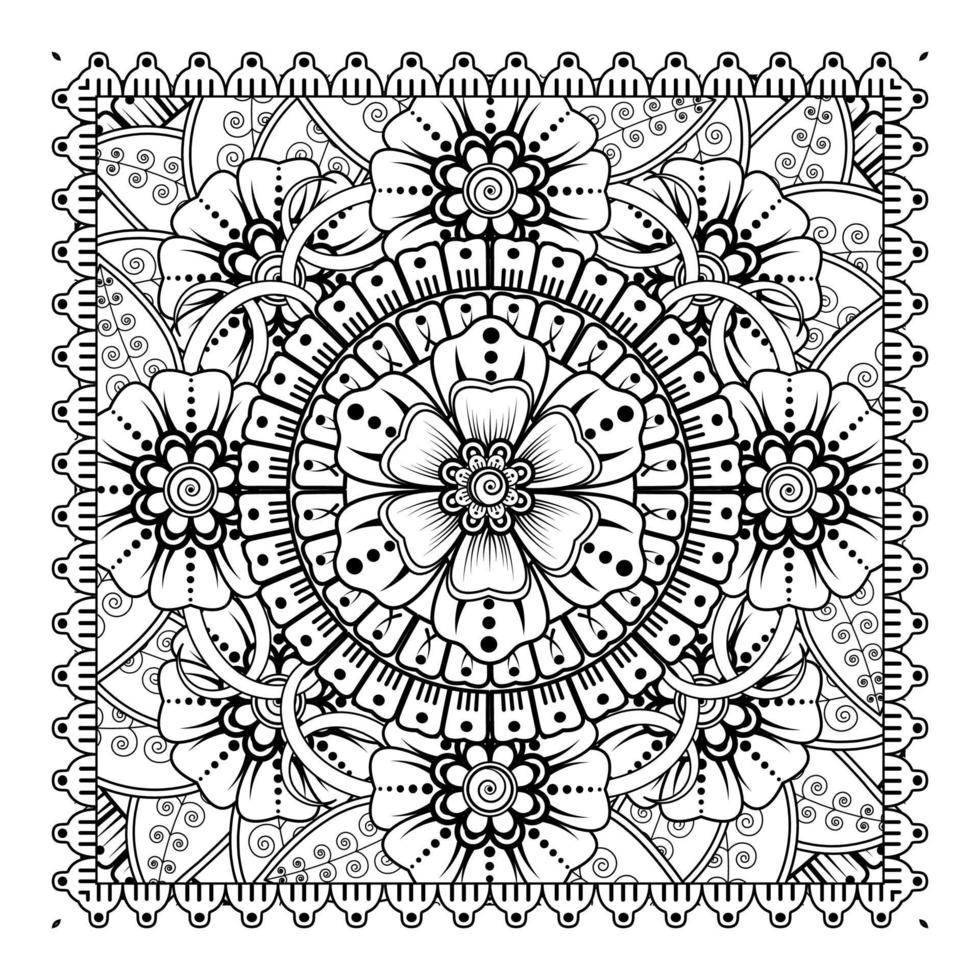 motif circulaire en forme de mandala pour henné, mehndi, tatouage, décoration. ornement décoratif dans un style oriental ethnique. page de livre de coloriage. vecteur