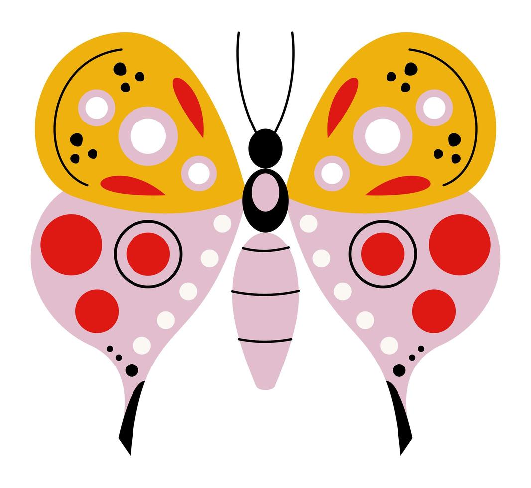 papillon jaune et rose vecteur