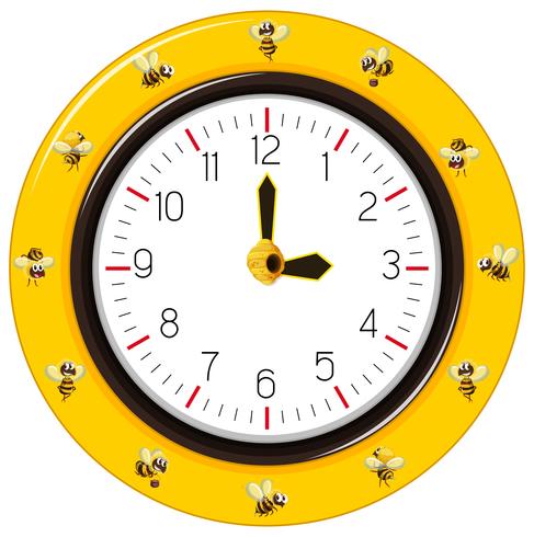 Horloge Abeille à Rayures Noires et Jaunes vecteur