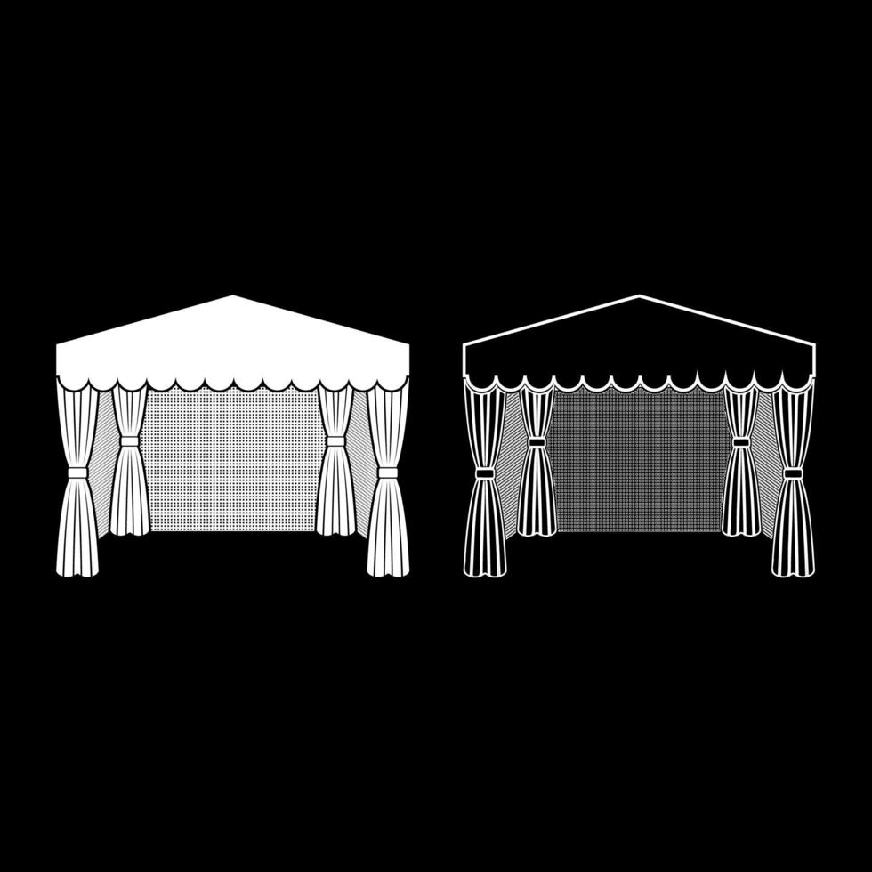 pavillon pour le shopping chapiteau de tente d'affaires pour la publicité icône contour ensemble illustration vectorielle de couleur blanche image de style plat vecteur