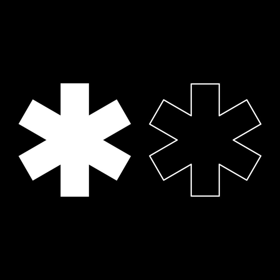 symbole médical signe d'urgence étoile de vie service concept icône contour ensemble illustration vectorielle de couleur blanche image de style plat vecteur