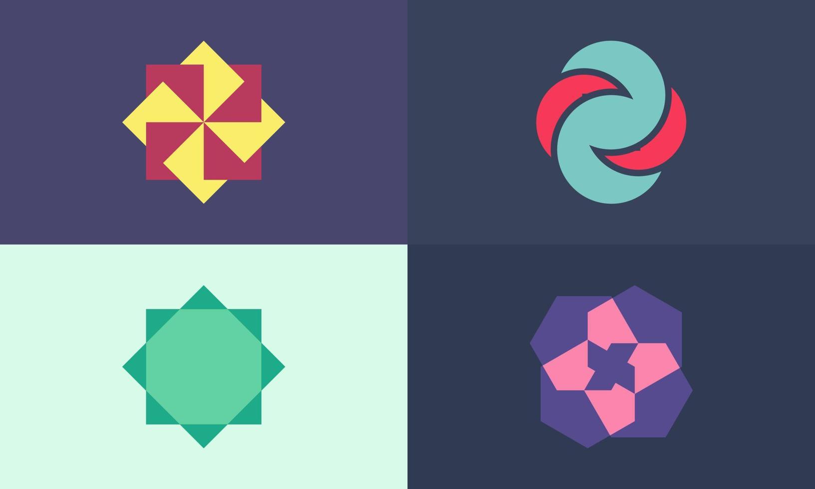 ensemble de logo de série géométrique abstraite, style simple et moderne, symbole minimaliste et coloré, approche géométrique unique adaptée à toutes sortes d'entreprises et de marques vecteur